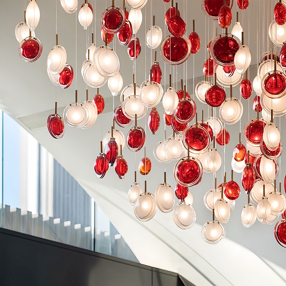 Modern Minimalist Restaurant Bar Counter Staircase Single Head Glass Chandelier