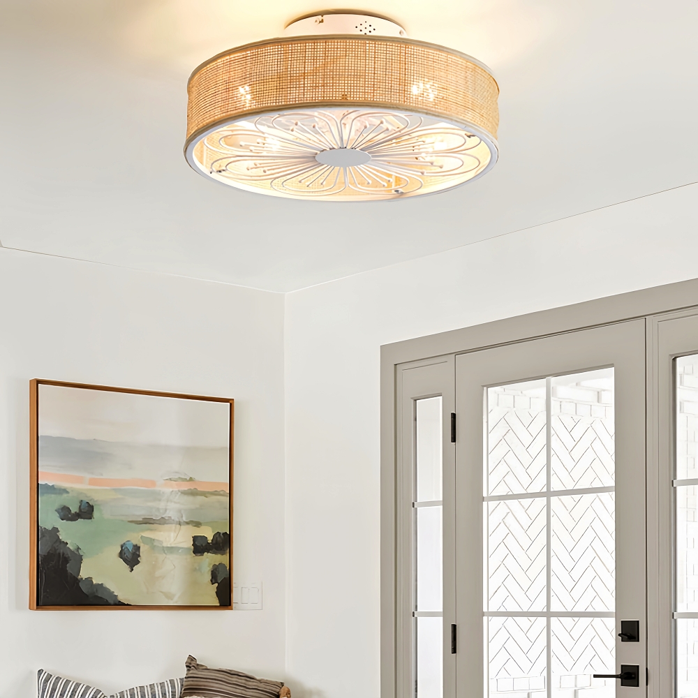 Japanese Retro Rattan Fan Ceiling Light