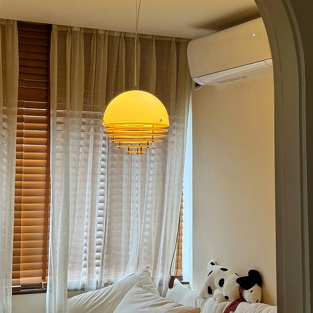 Vintage Bauhaus Sunset Orange Acrylic Pendant Bar Light Fixture