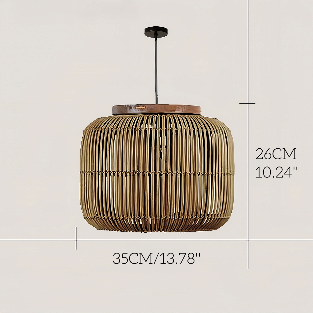 Retro Style Capsule Shaped Rattan Pendant Light Dining Living Room
