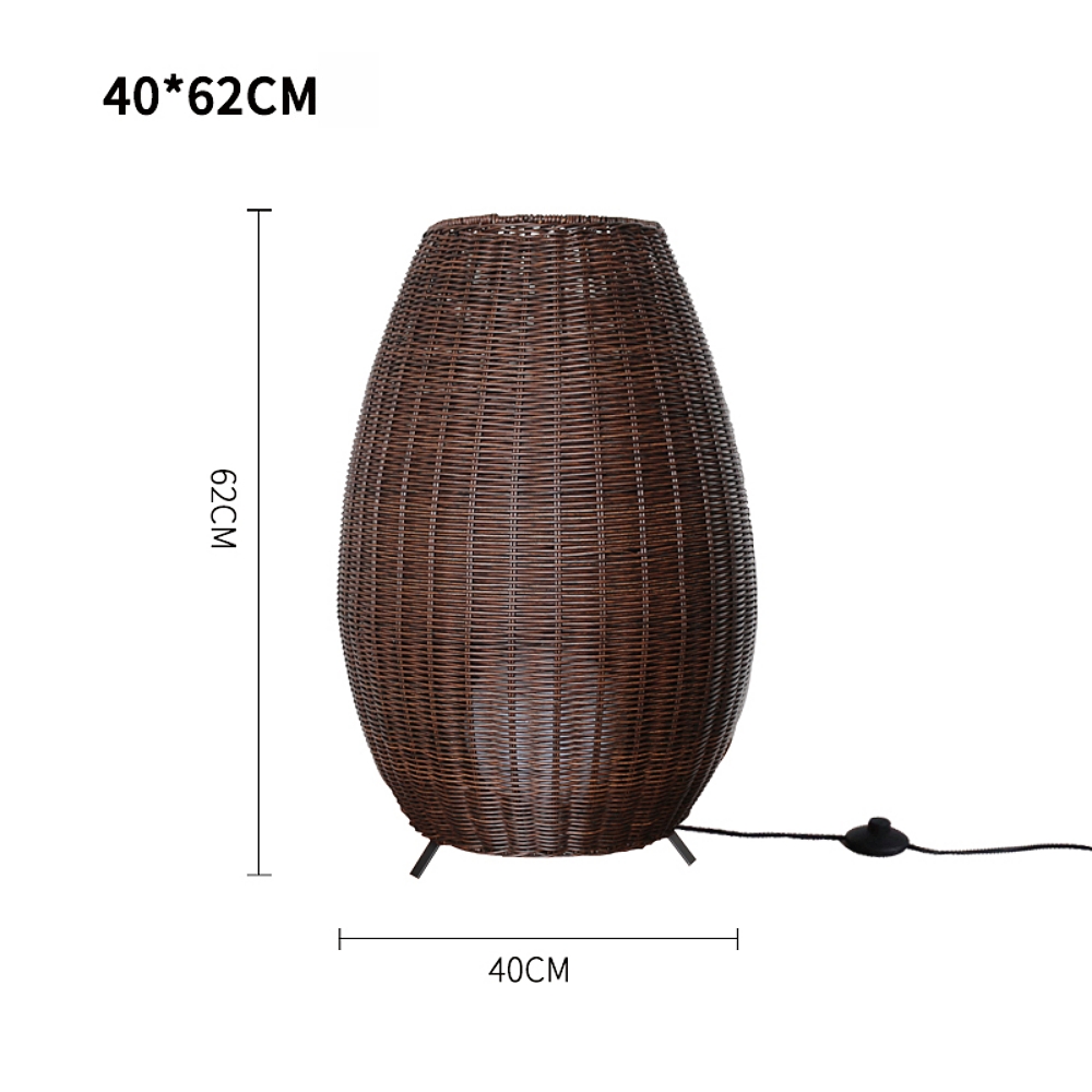 Outdoor Waterproof Rattan Floor Lamp Courtyard Lawn Lamp