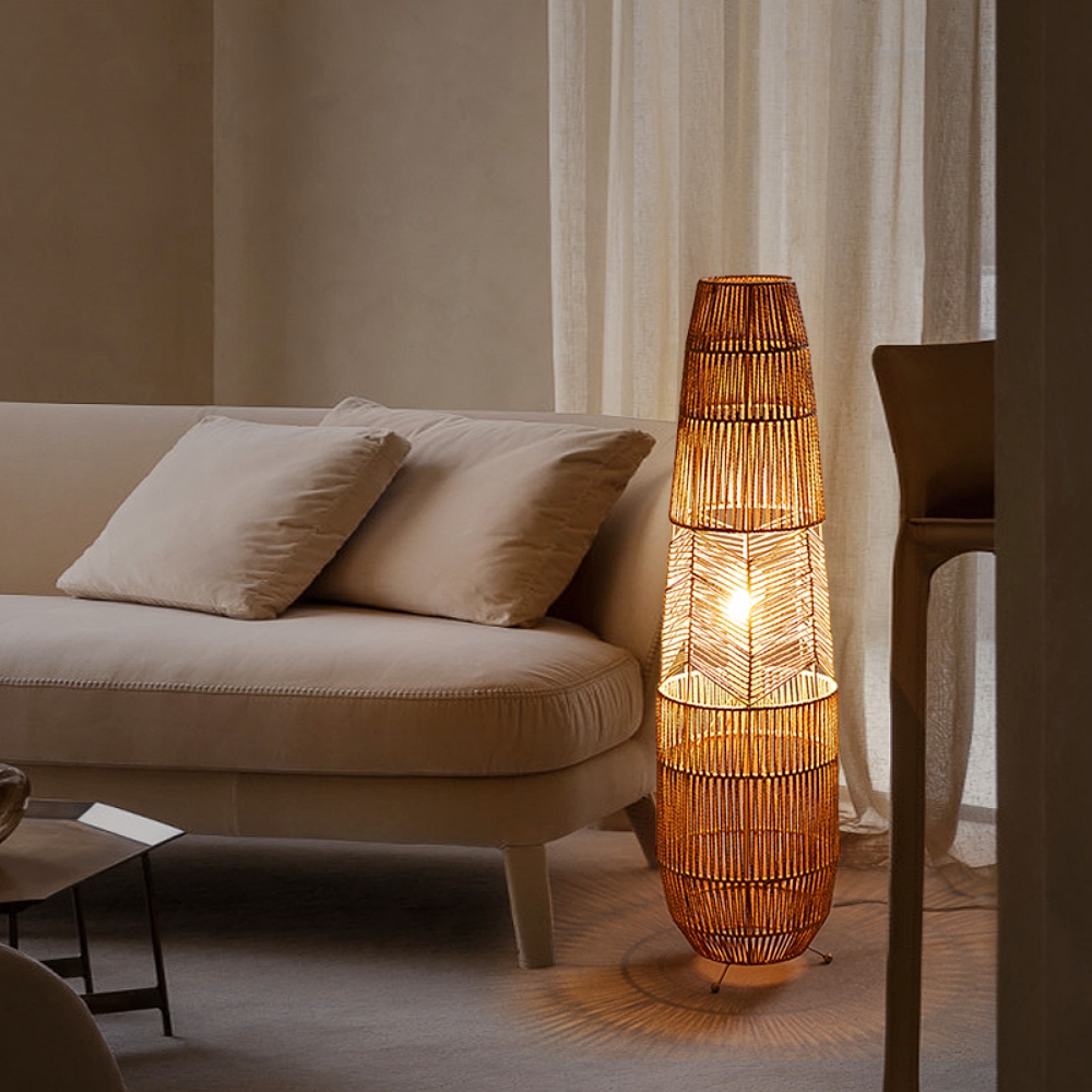 Wabi Sabi Style Handmade Woven Rope Woven Floor Lamp