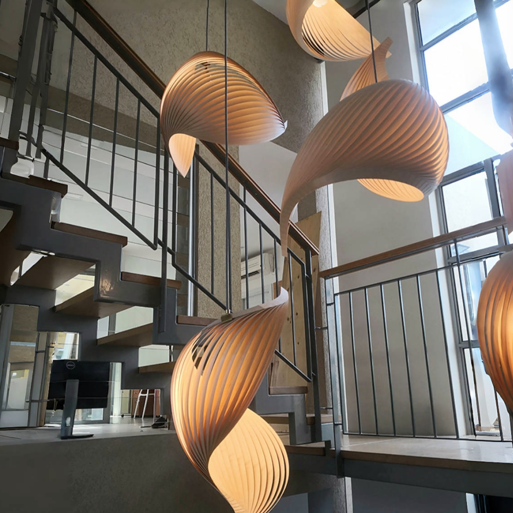 LOFT Japanese Conch Art Restaurant Wooden Pendant Light