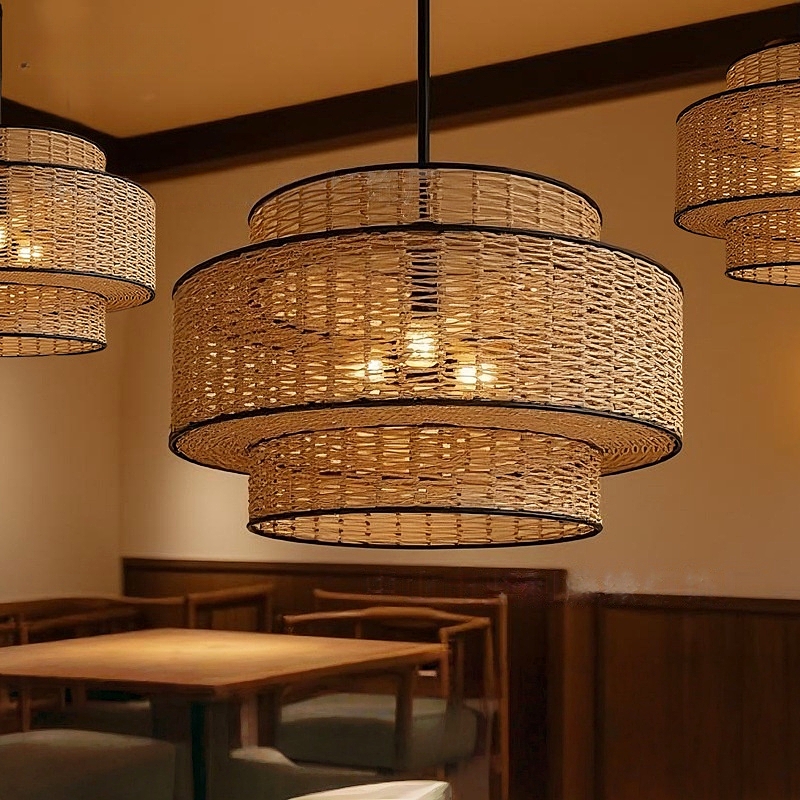 Wabi Sabi Handwoven Linen Rope Art Pendant Lamp