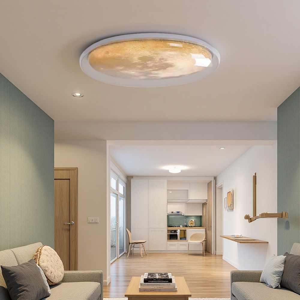 Modern Creative Semi-Circular Moon Acrylic Ceiling Light Bedroom Ambient Lighting
