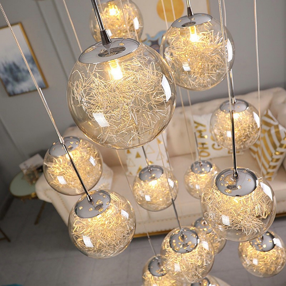 Villa Hollow Staircase Long Chandelier Modern Grand Foyer Lighting