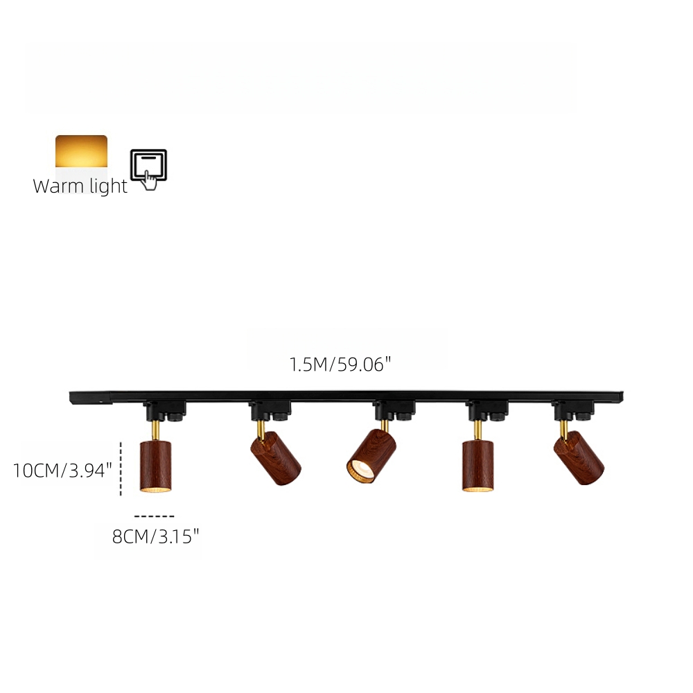 Modern Style Open-Mounted Adjustable Angle Wood Grain Track Spotlight
