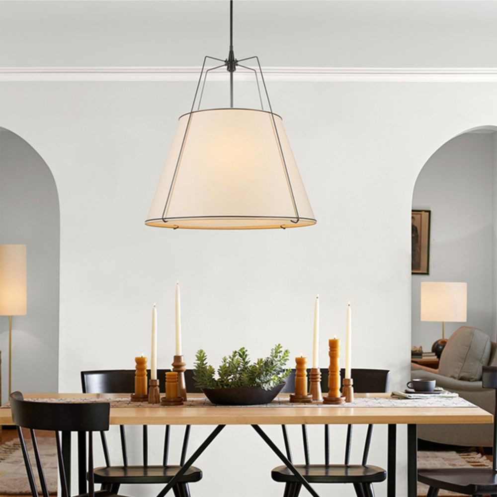 Vintage Living Room Fabric Chandelier Simple Dining Room Pendant Light
