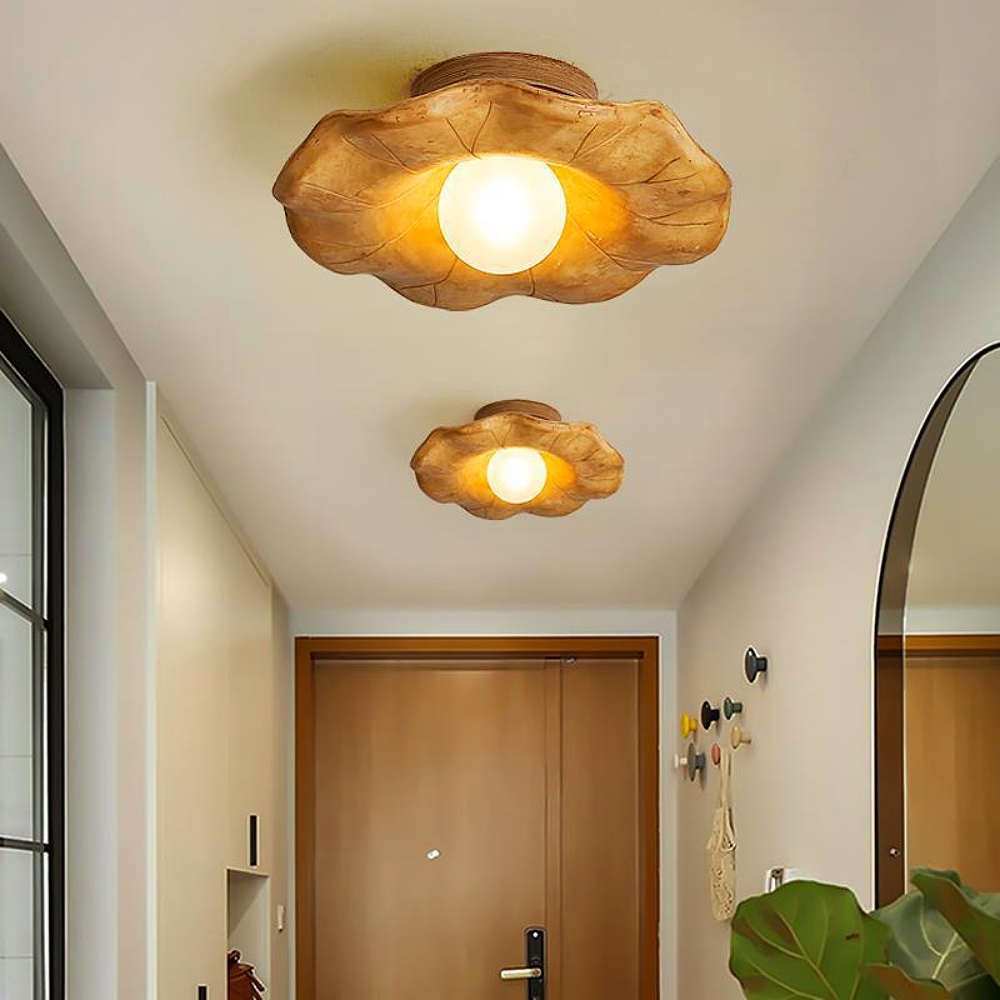Retro Art Resin Ruffle Brown Ceiling Light