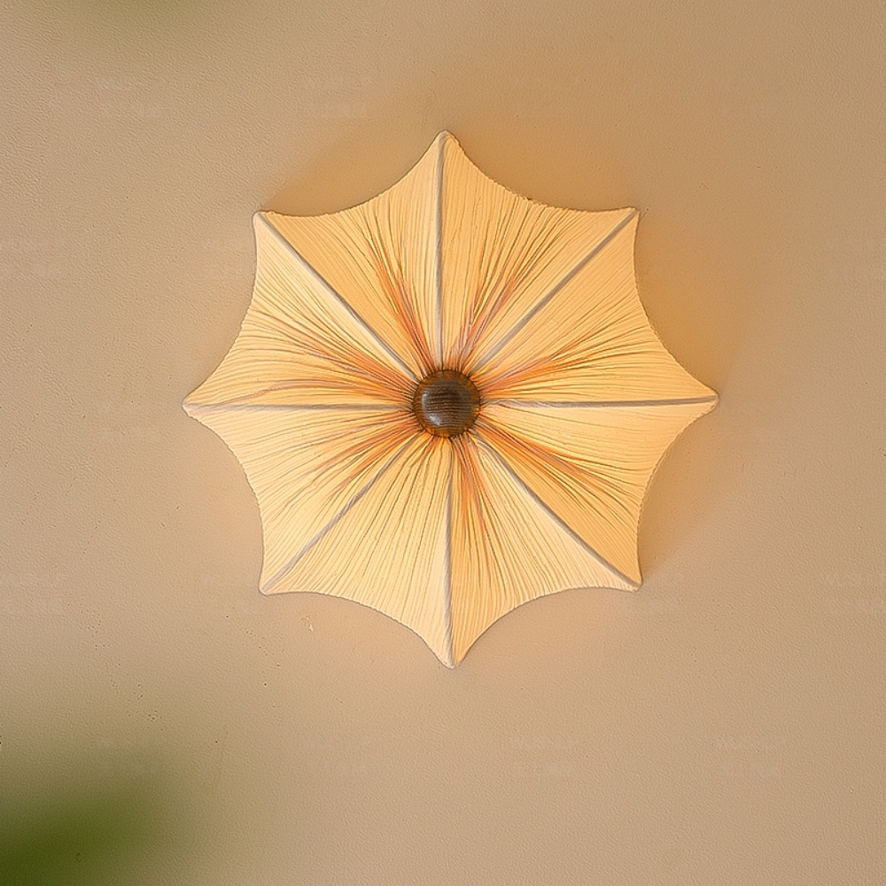 French Retro Fabric Petal Ceiling Light Vintage Flush Mount