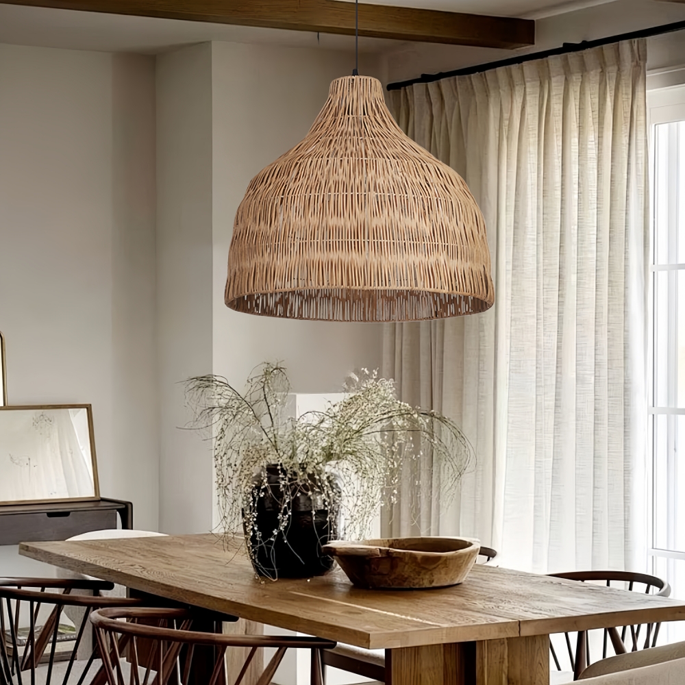 Japanese Retro Rattan Pendant Light Rustic Pastoral Charm