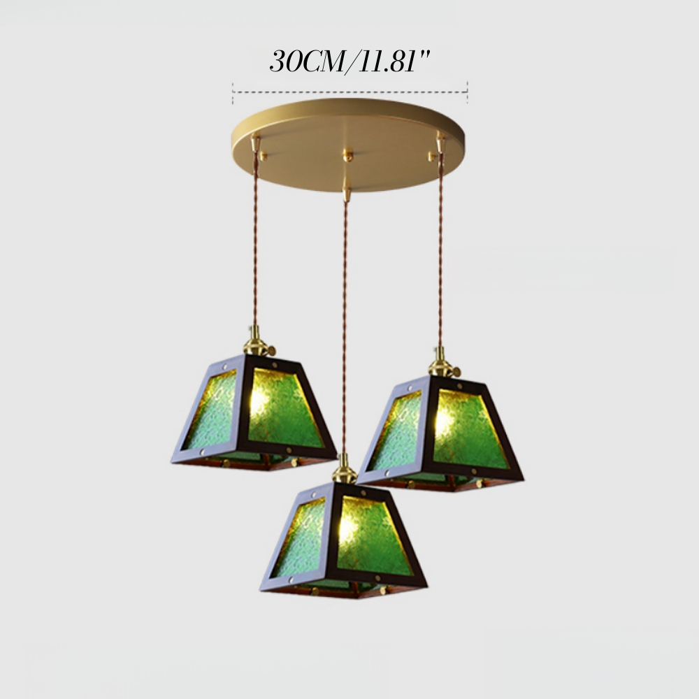 Vintage Etched Glass Pendant Lamp Cozy Bedroom Bedside Lighting