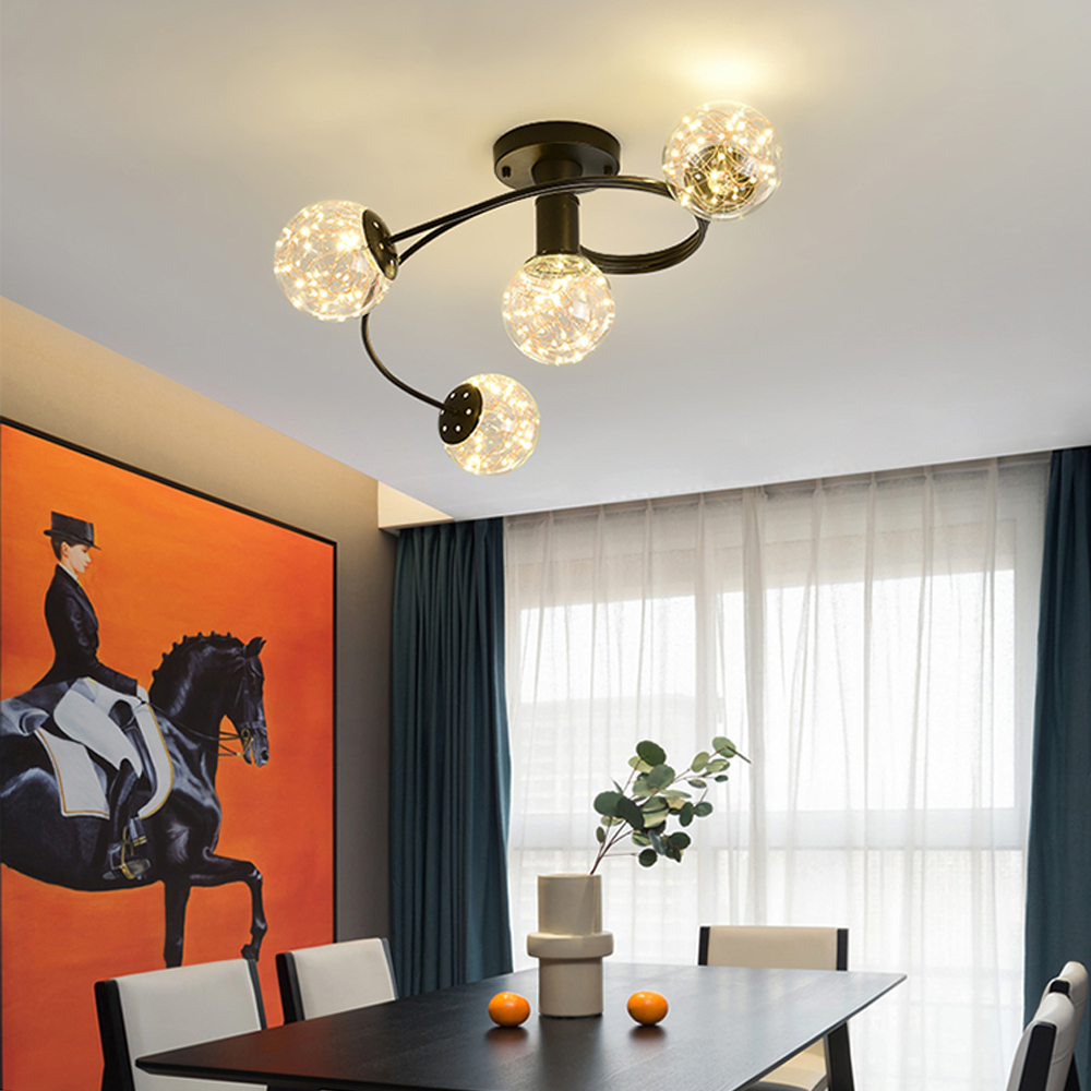 Nordic luxury star string chandelier glass bubble pendant lighting living room glass ball lamps