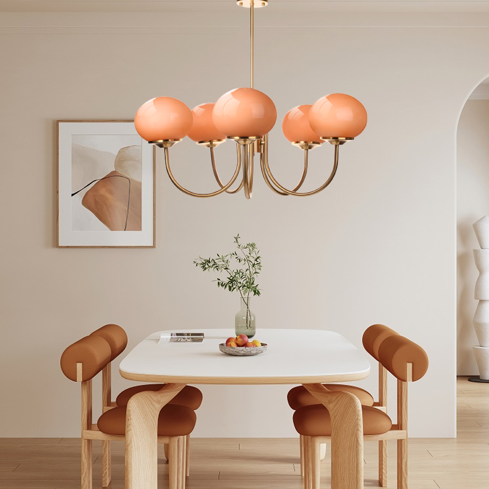 Bauhaus Living Room Chandelier Luxury Cream Pink Glass Pendant Light