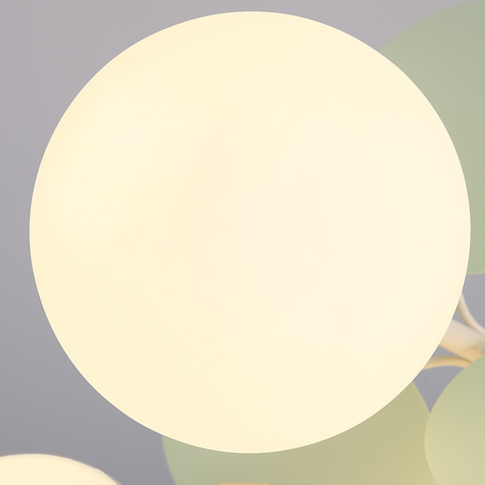 French Cream Style Living Room Glass Pendant Light Modern Green Bubble Chandelier