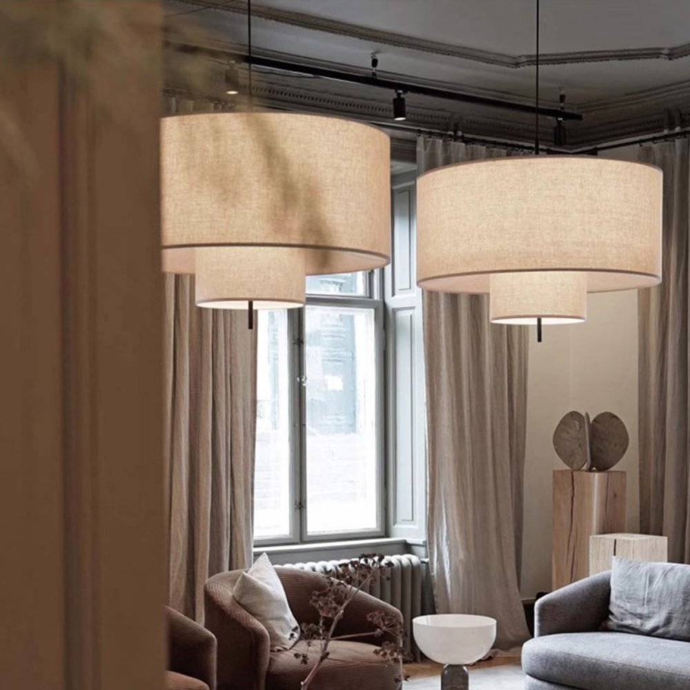 Wabi-sabi Style Nordic Fabric Chandelier Living Room Decorative Lamp