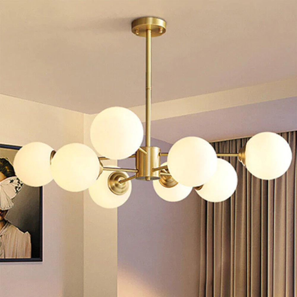 8-light Sputnik Gold Chandelier Brass Ceiling Light