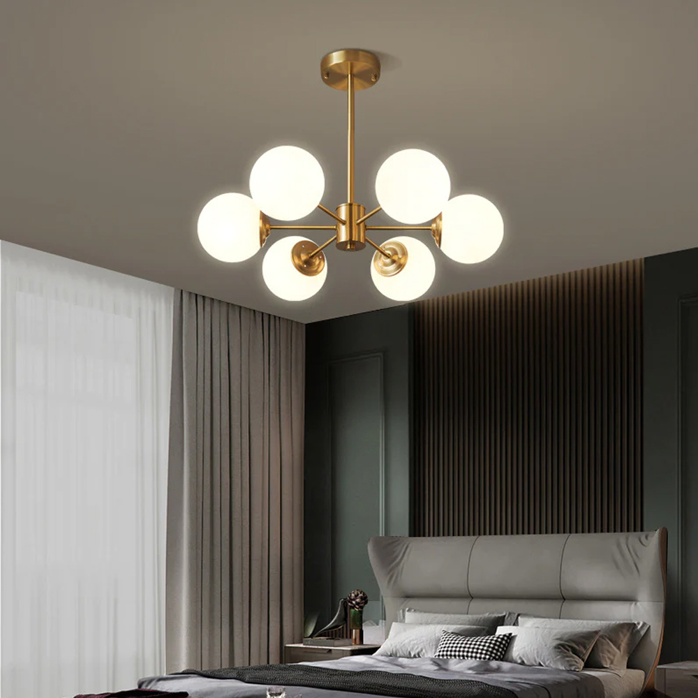 6-light Sputnik Chandelier Golden Molecular Shaped Brass Ceilight Light