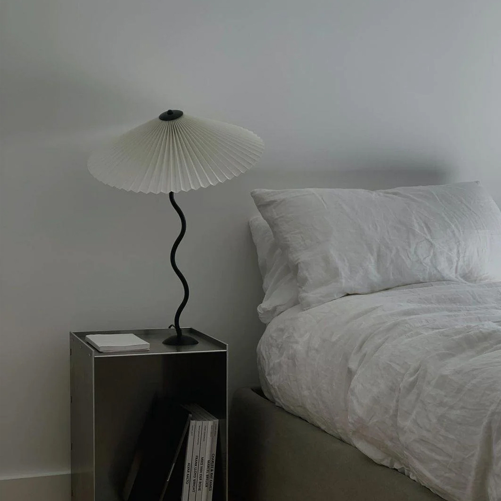 Modern Squiggle Table Lamp Pleated Umbrella Desk Lamp