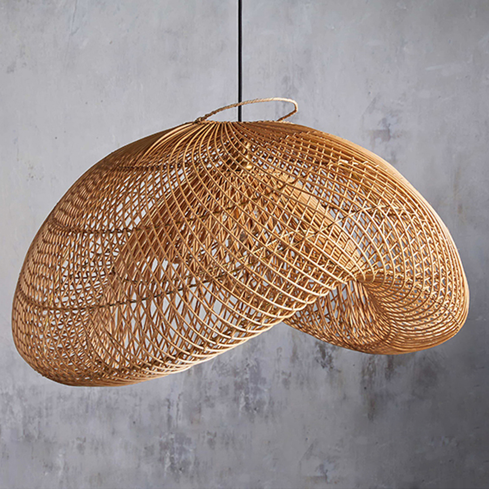 Wabi-Sabi Style Japanese Rattan Pendant Light Fixture For Living Room