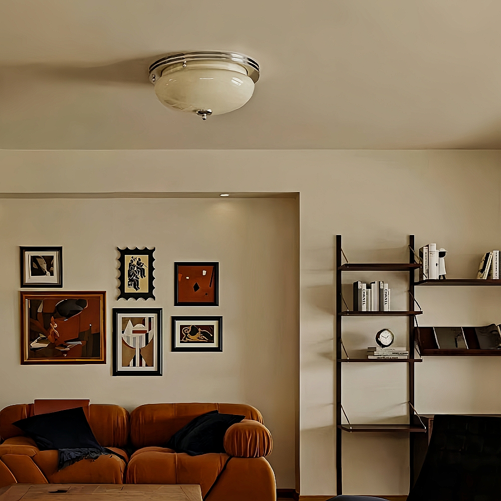 Bauhaus French Custard Tart shaped Cream Wind Ceiling Light