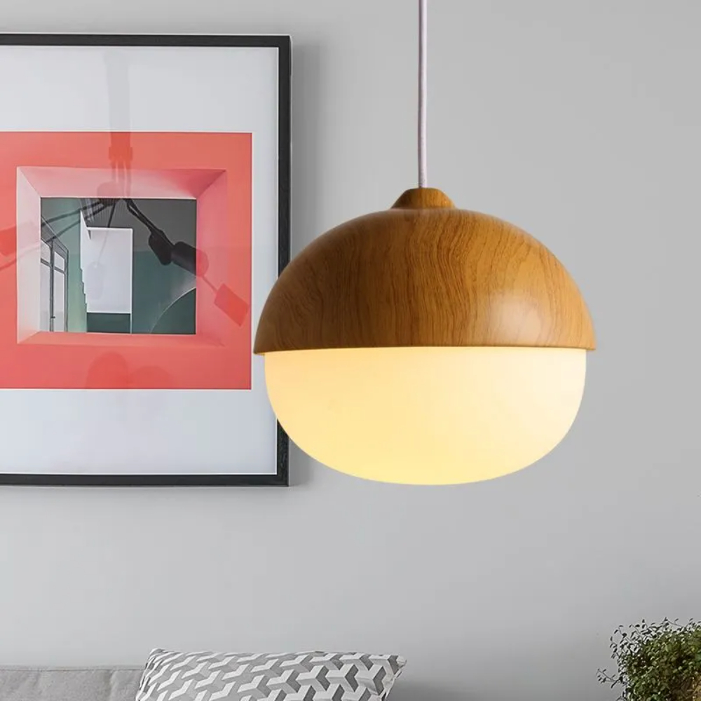 Creative imitation wood grain nut glass chandelier