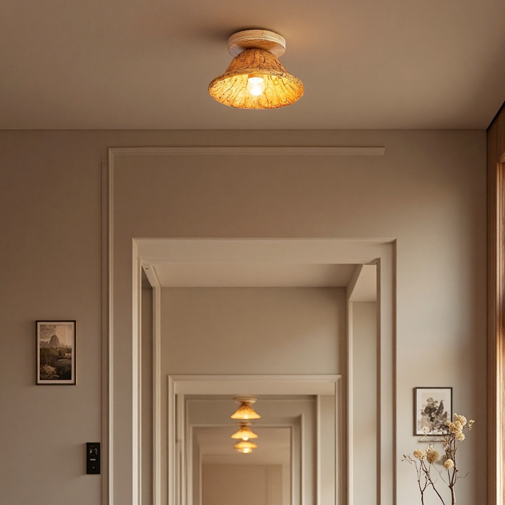 Retro Art Resin Ruffle Brown Ceiling Light