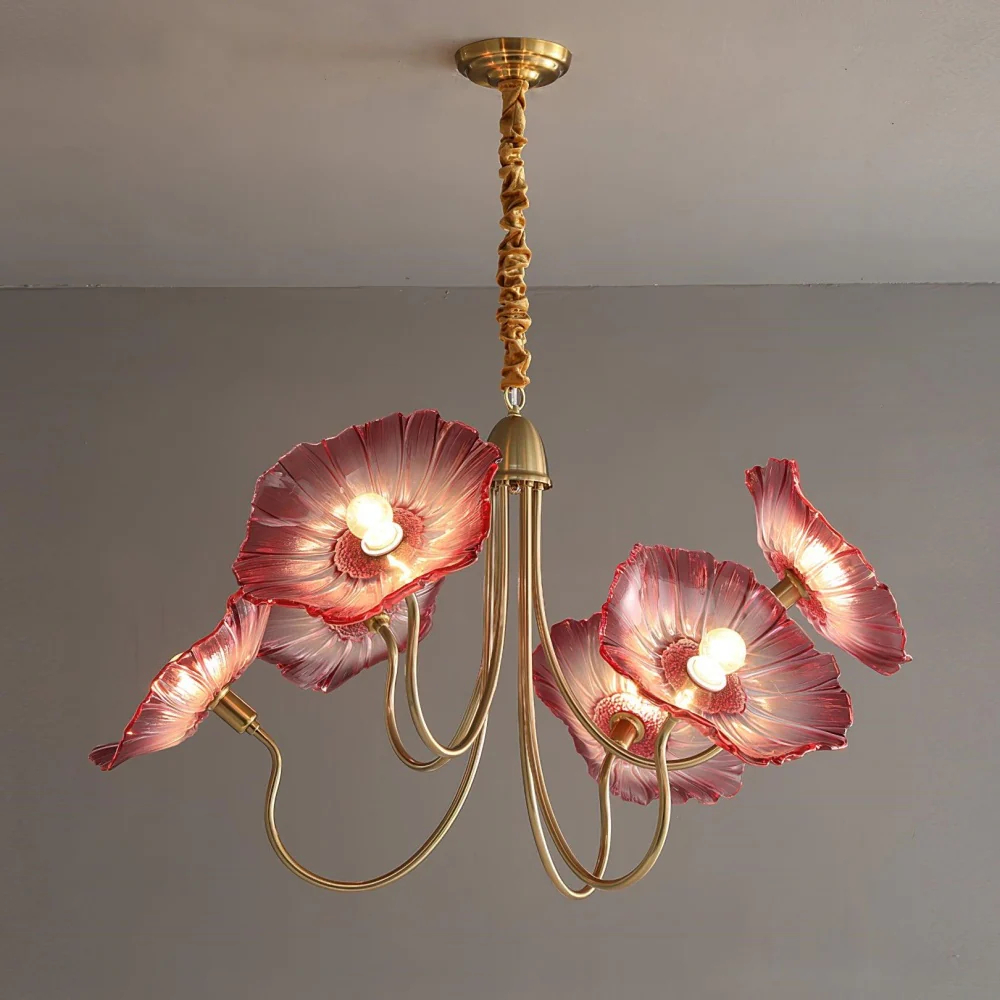 Nordic retro lotus style glass pendant light luxury living room and dining room light
