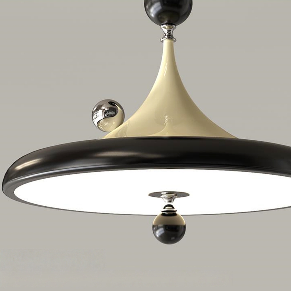 Retro Walnut Finish Creative Round LED Pendant Light 