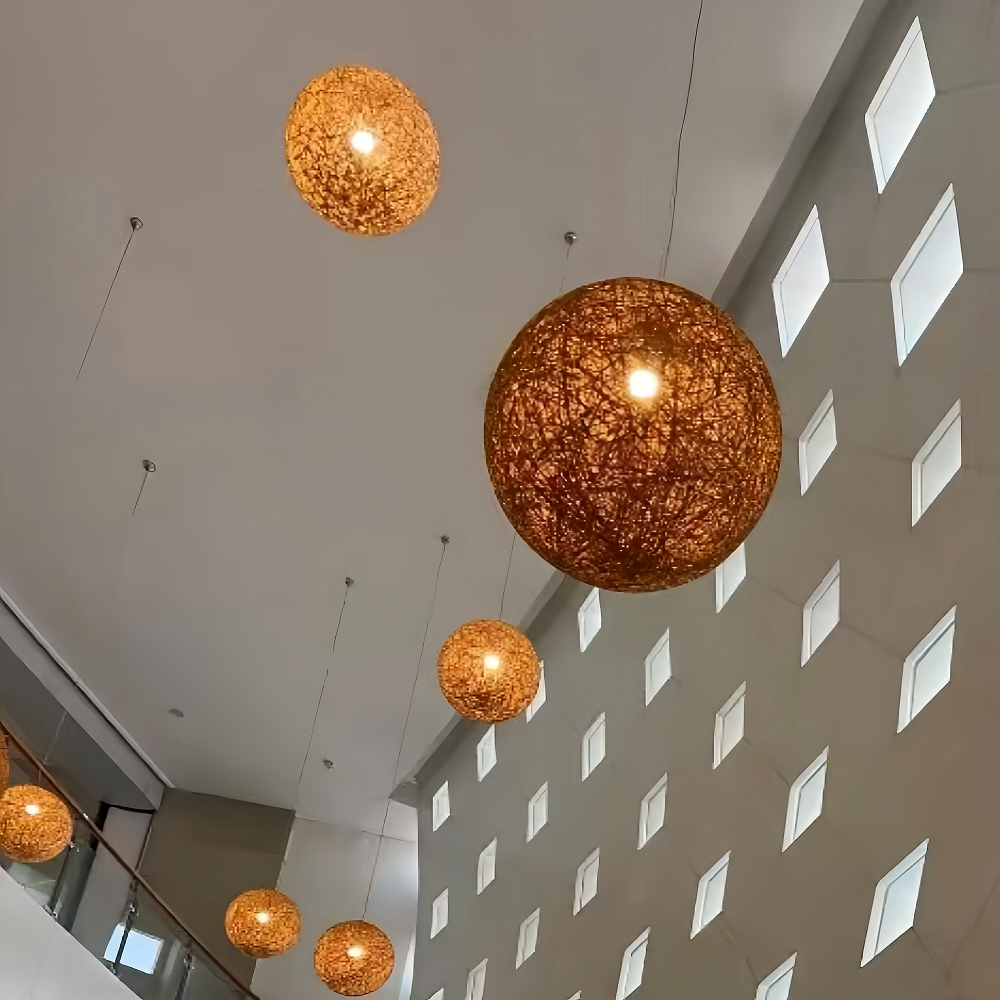 Creative Handmade Woven Colorful Rattan Woven Personalized Circular Chandelier