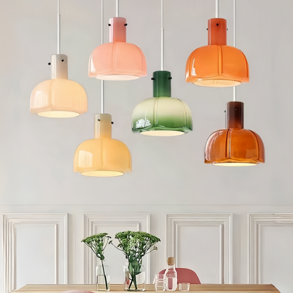 French Cream Style Glass Flower Bud Bedroom Bedside Pendent Light