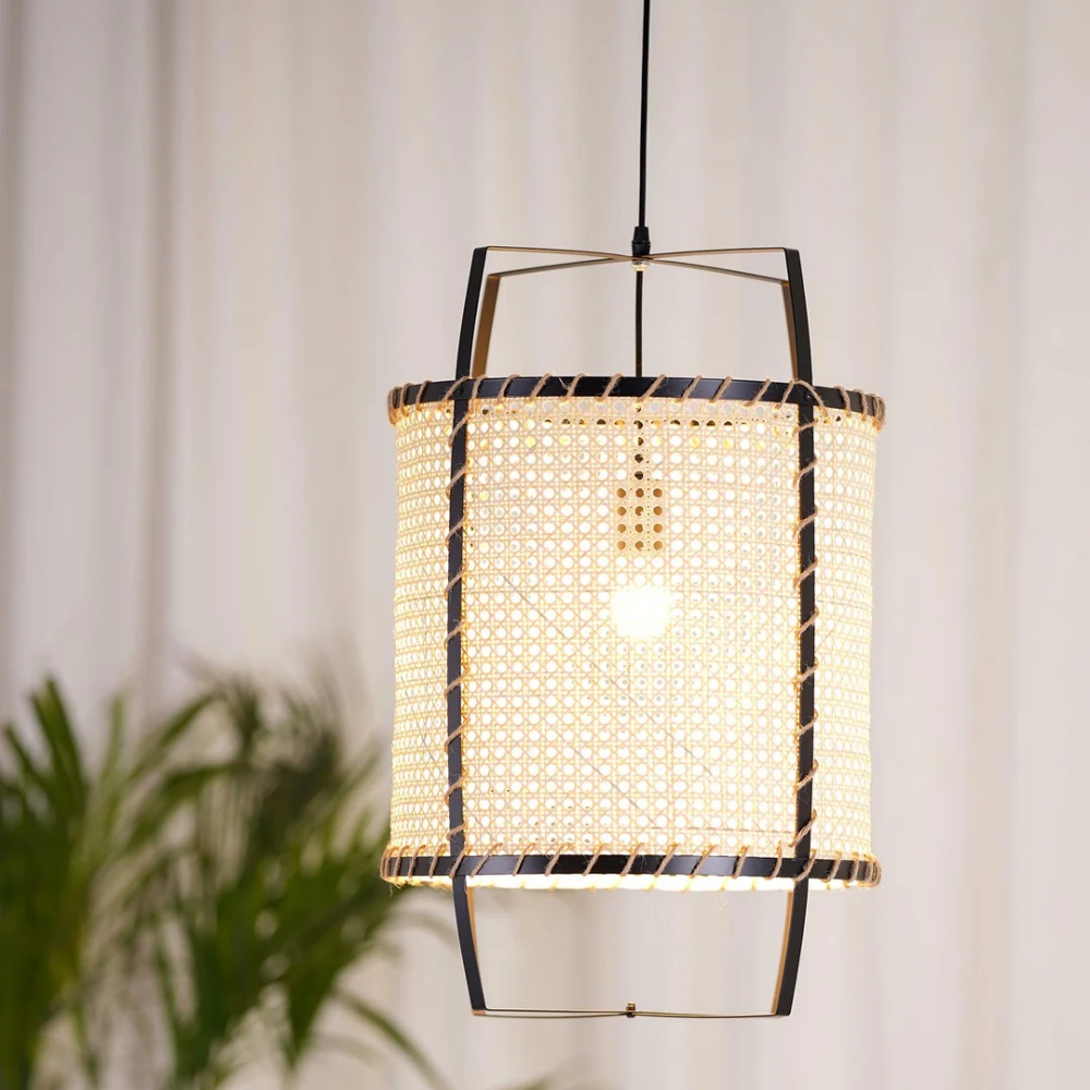 Wabi-Sabi Style Rattan Cane Pendant Light