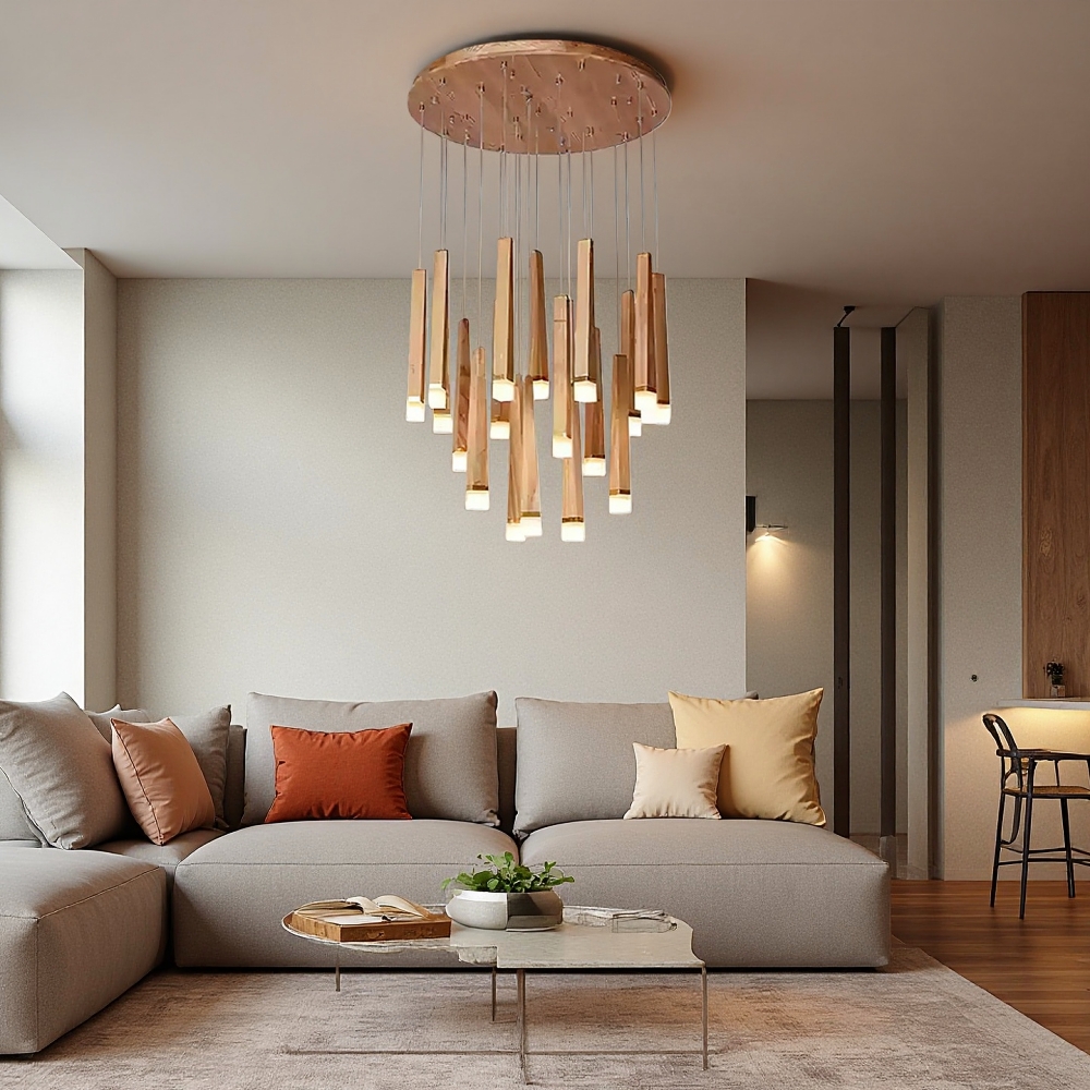 Nordic Style Solid Wood Matchstick Pendant Lamp