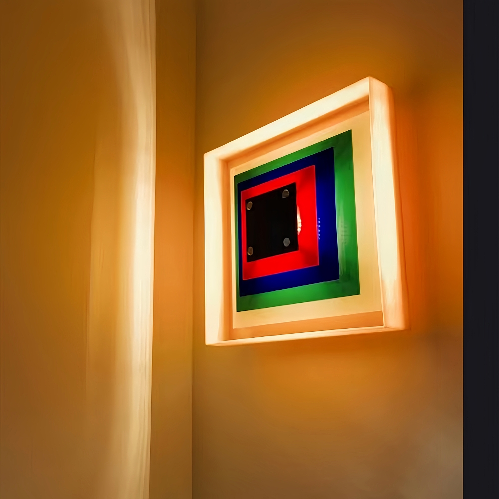 Color Pixel Wall Lamp Bauhaus Living Room Bedroom Decorative Painting Square Frame Wall Lamp