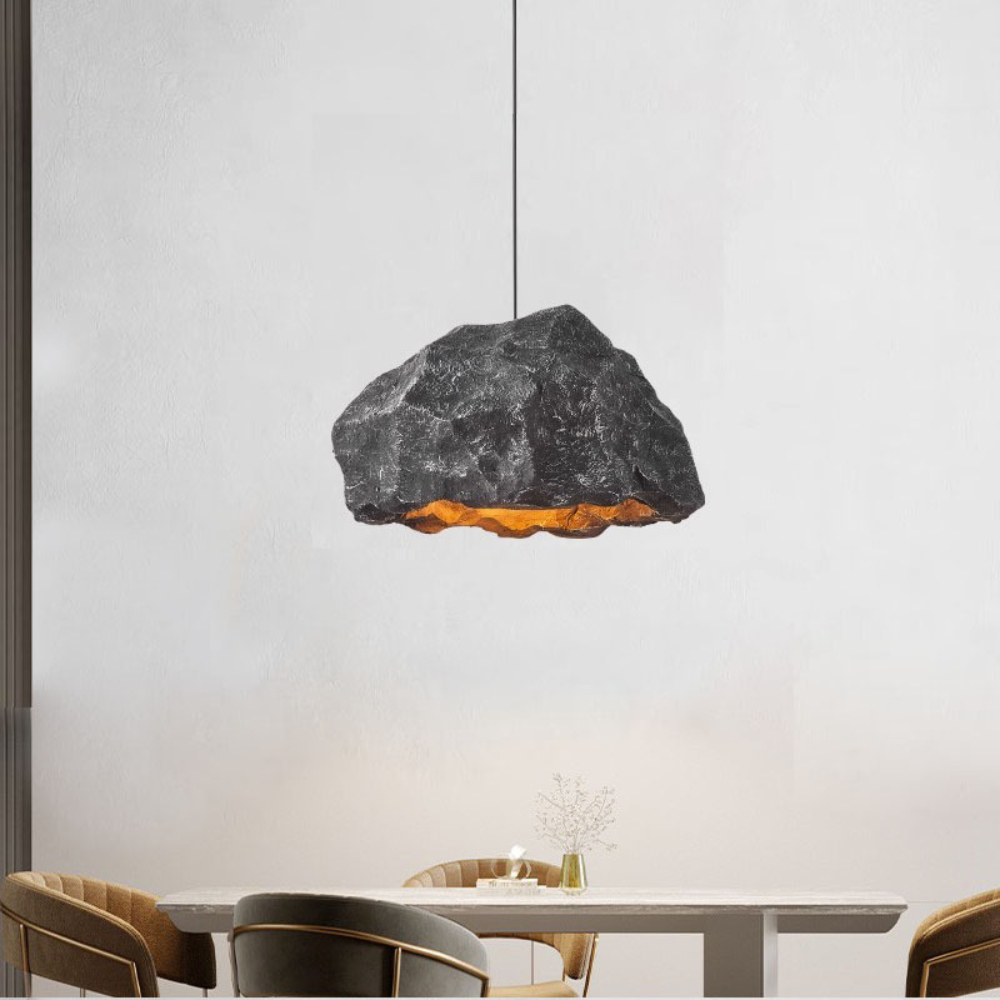 Wabi-sabi retro style imitation micro-cement irregular rock chandelier