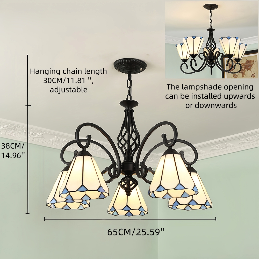 Mediterranean Style European Colored Glass Chandelier