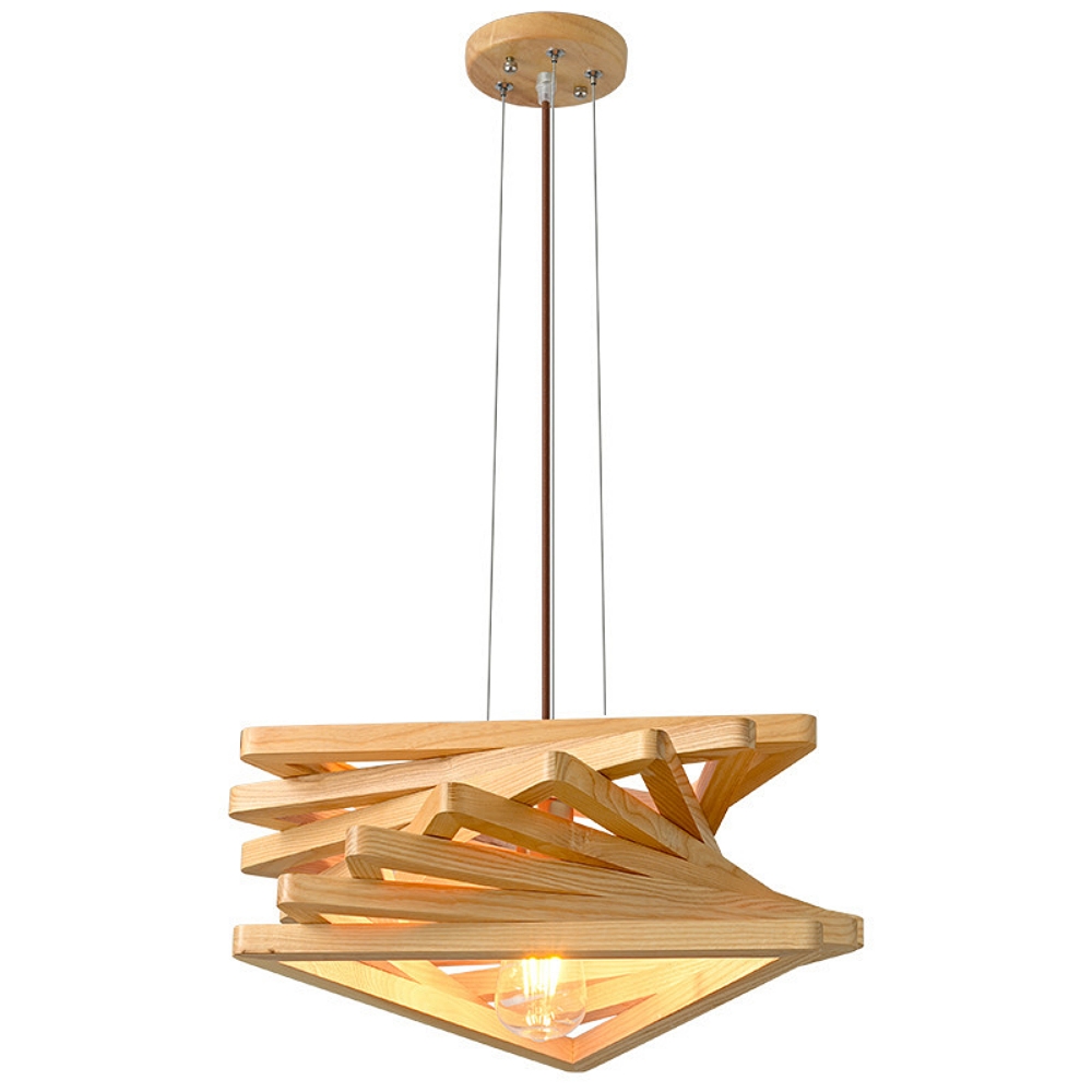 Japanese Retro Wooden Spiral Pendant Lamp