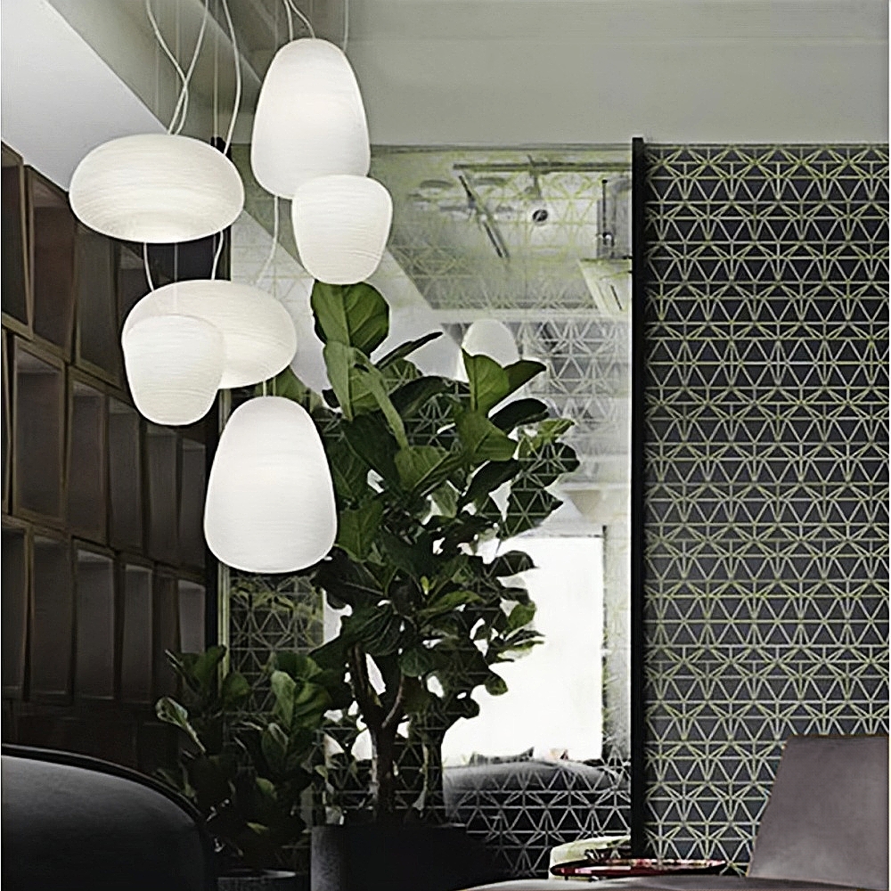 Danish Creative Cocoon Glass Chandelier Light Loft Duplex Staircase Glass Lighting Fixture