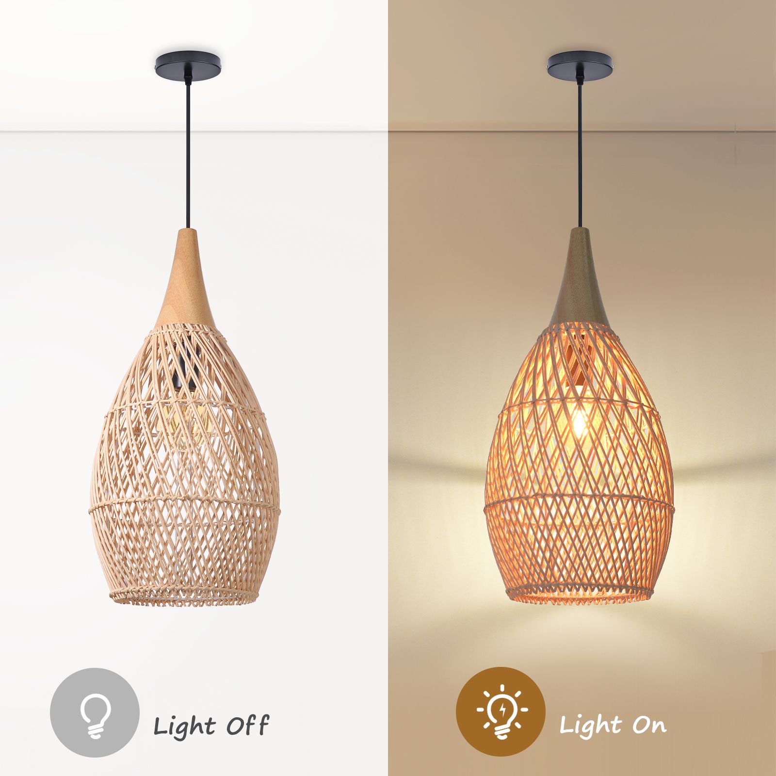 Wabi-sabi Rattan Chandeliers Rustic Handwoven Light Fixture for Restaurant