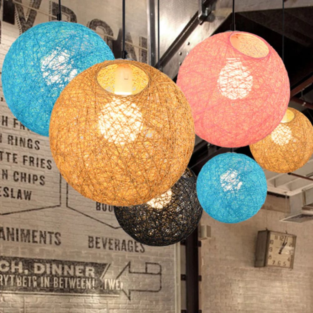 Creative handmade woven colorful rattan woven personalized circular chandelier