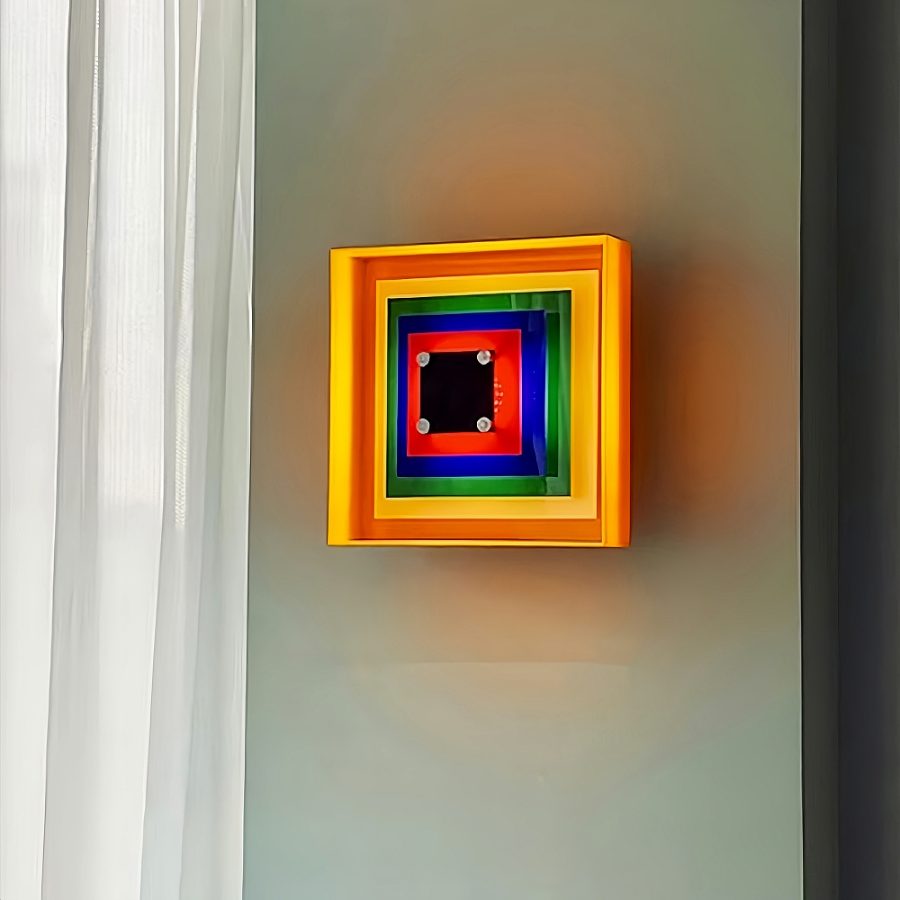 Color Pixel Wall Lamp Bauhaus Living Room Bedroom Decorative Painting Square Frame Wall Lamp