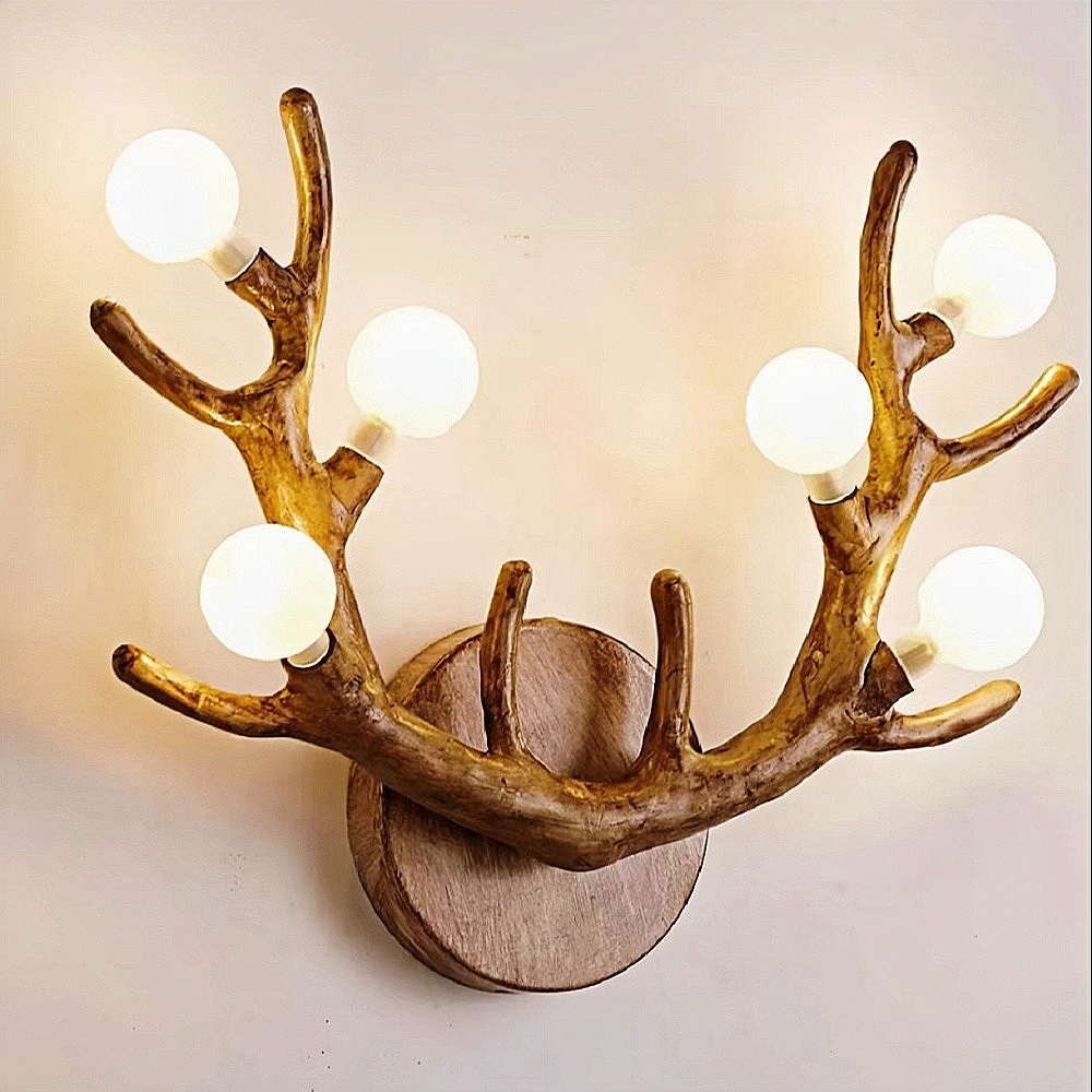 Nordic Creative Imitation Deer Horn Art  Atmosphere Wall Lamp