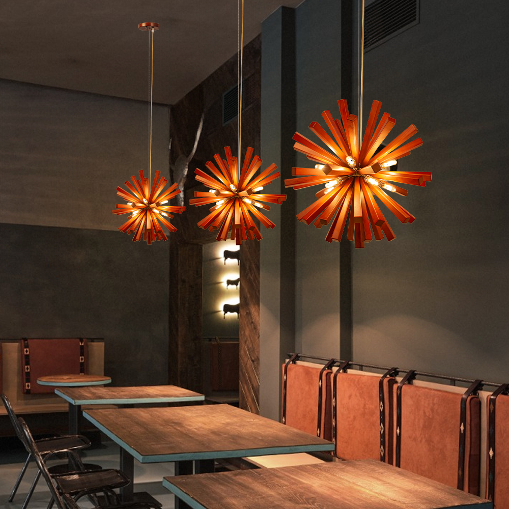 Nordic Creative Solid Wood Flower Shaped Dandelion Pendant Lamp