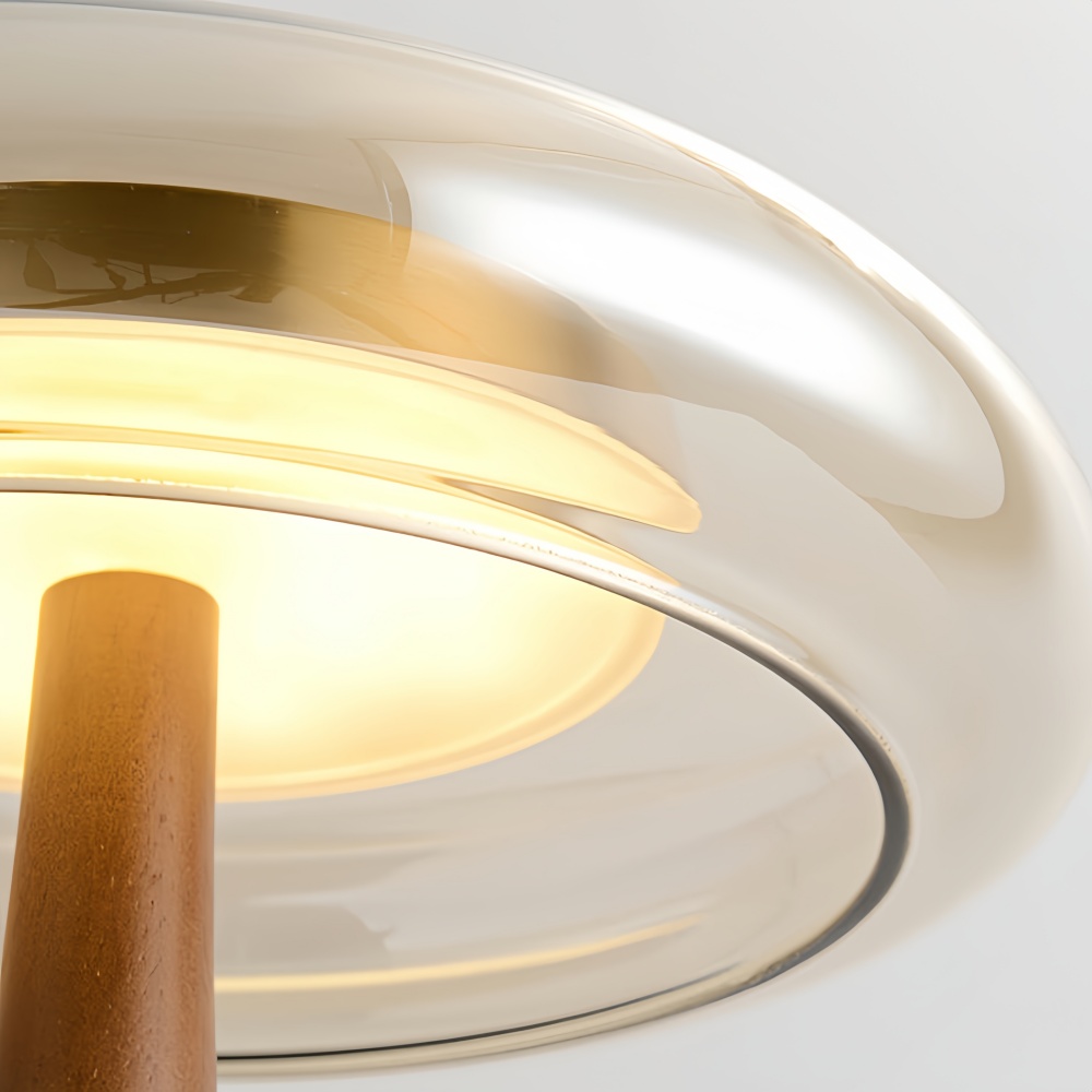 Japanese Retro Solid Wood With Brass Accessories Glass Desk Lamp