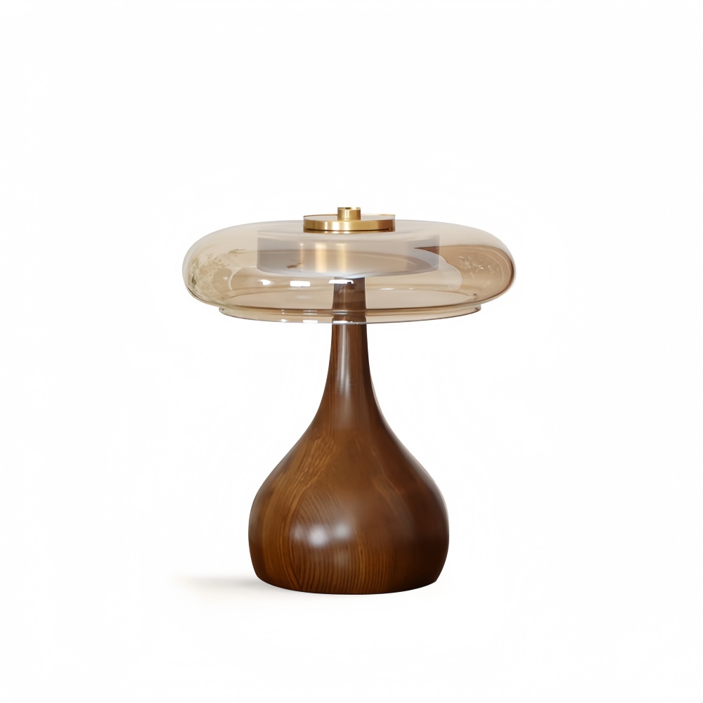 Japanese Retro Solid Wood With Brass Accessories Glass Desk Lamp