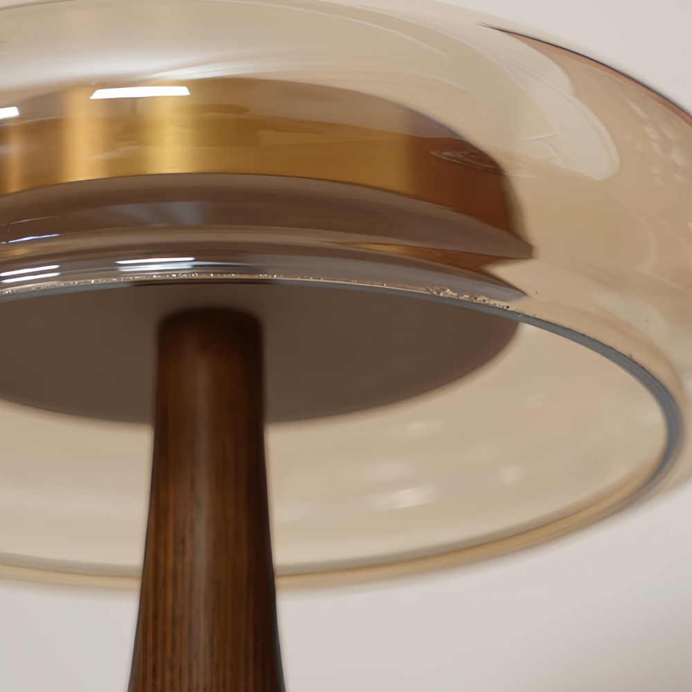 Japanese Retro Solid Wood With Brass Accessories Glass Desk Lamp