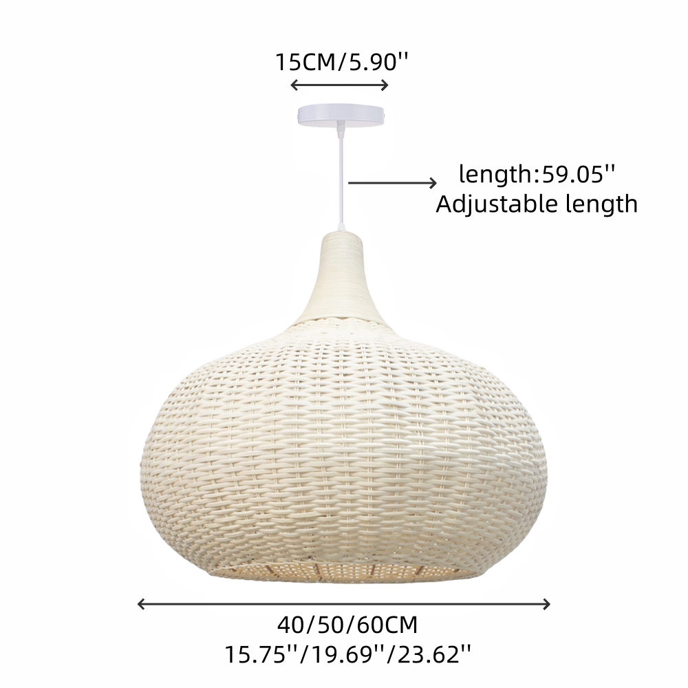 Vintage Handmade Natural  White Rattan Pendant Light