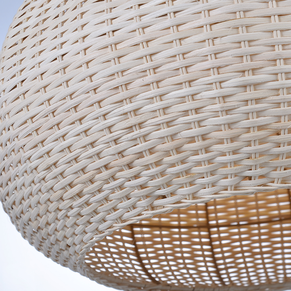 Vintage Handmade Natural  Off-White Rattan Pendant Light