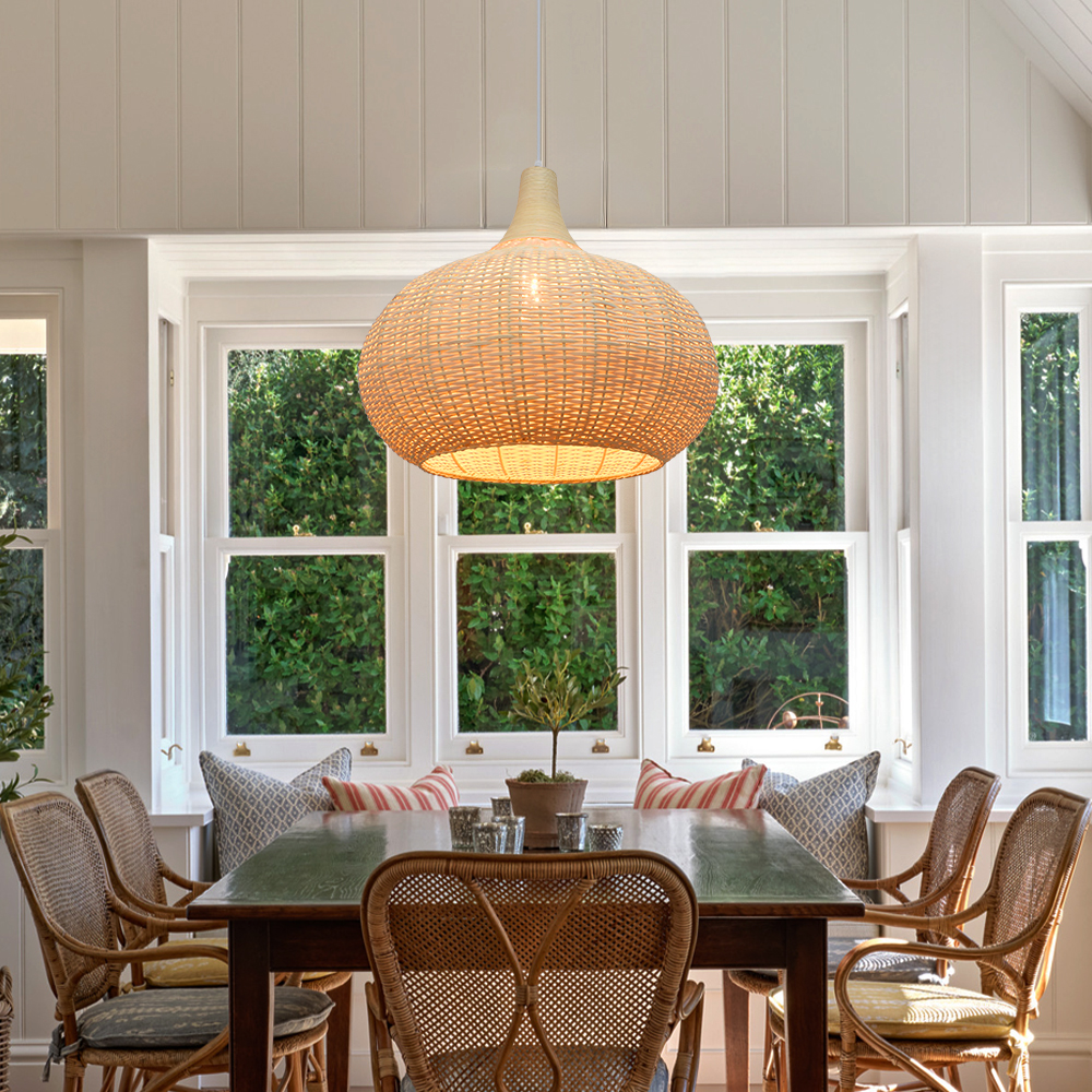 French Solid Color Cream Flower Bud Single Head Resin Pendant Light