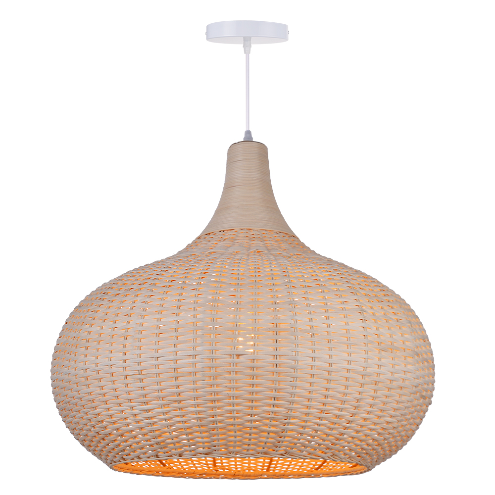 Vintage Handmade Natural  Off-White Rattan Pendant Light